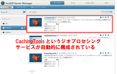 Server Manager でのサービスの管理画面