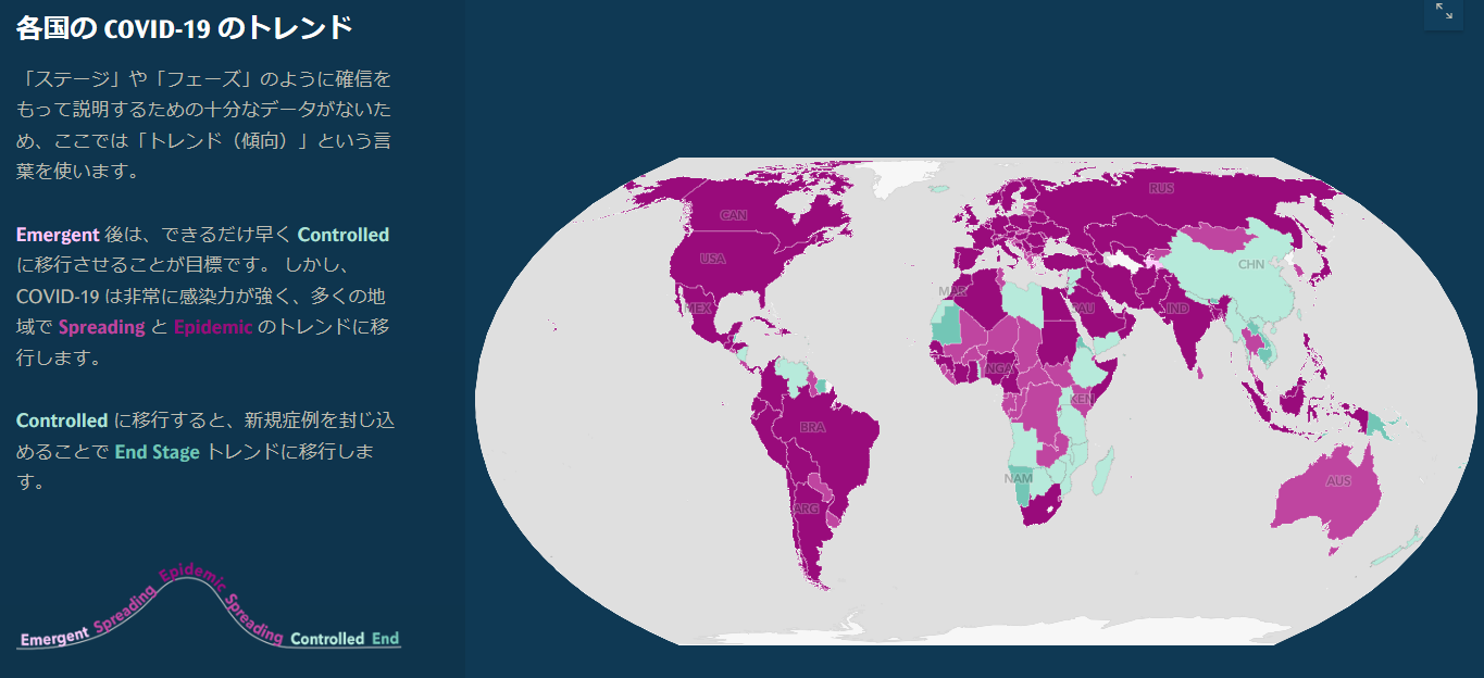 世界各国の新型コロナウイルス感染傾向がわかるストーリー マップを公開 Arcgisブログ