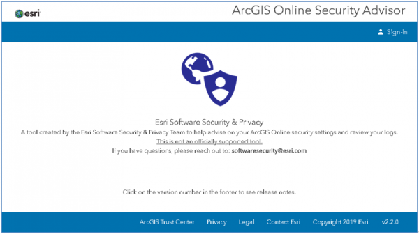 ArcGIS Online Security Advisor ツール