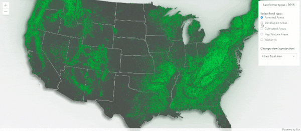 米国のNational Land Cover Database 2016 における土地被覆タイプ