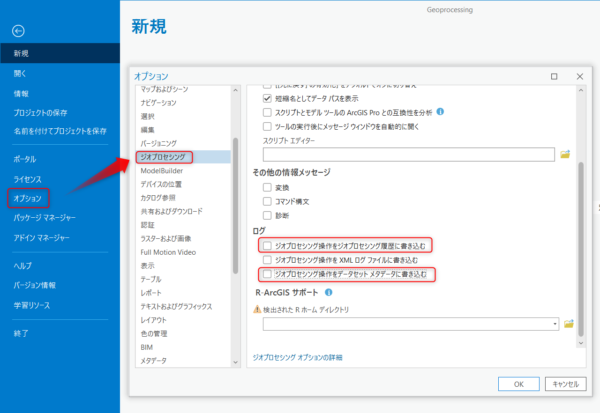 ジオプロセシングオプション_ログ